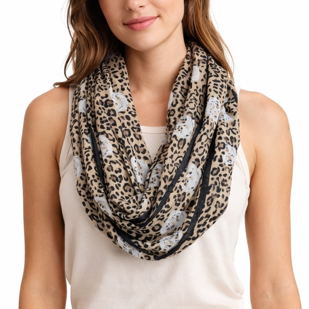 Claire's Tan and Black Leopard Print Scarf